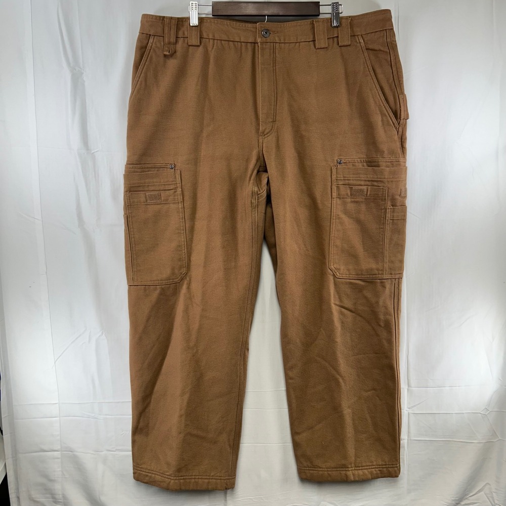 Duluth Trading Co Cargo Pants Mens 44x30 Brown Fleece Lined Canvas